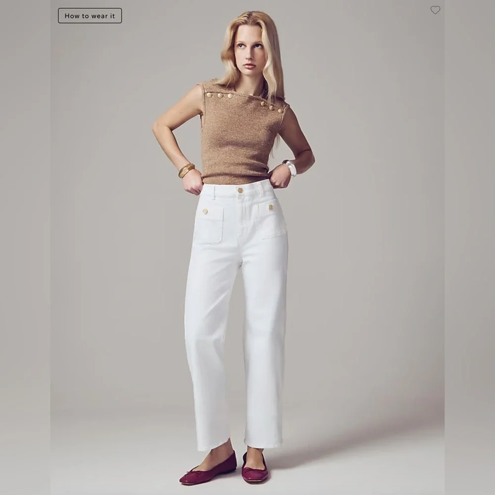 J. Crew Sailor slim wide-leg jean in white • multiple sizes • BX940 - Picture 5 of 11